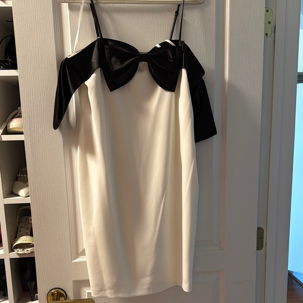 Elegant Black and White Strapless Dress